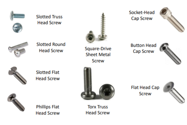 Common fasteners used on robots