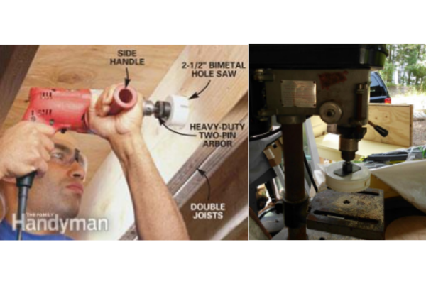 Cup Saw / Hole Saw in use on a drill press