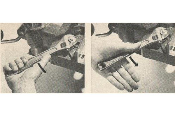 Correct hand position pulling a wrench vs pushing with the heel of the hand